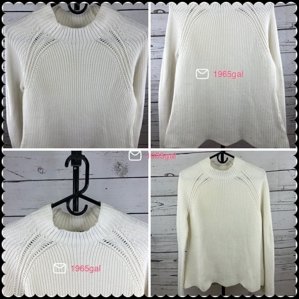 Cynthia Rowley White Knit Sweater Scalloped  Large